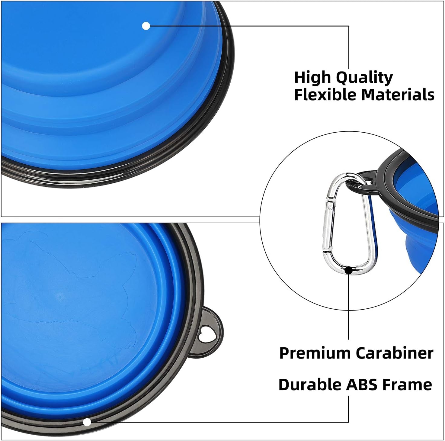 Large Collapsible Dog Bowls 2 Pack, 34Oz Foldable Dog Travel Bowl | Portable Dog Water Food Bowl with Clasp, Pet Cat Feeding Cup Dish for Traveling, Walking, Parking