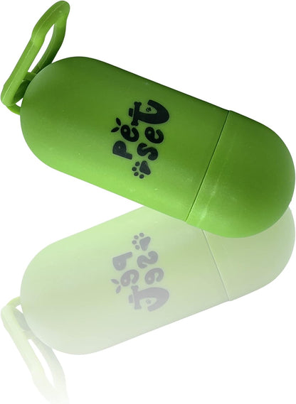 by Stacy Talan Plastic Dispenser for Dog Waste Poop Bags with Leash Clip (Black) (Green)
