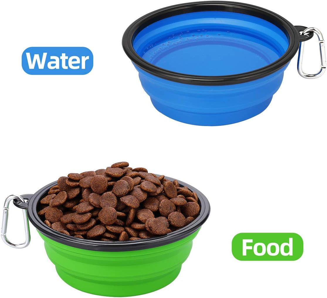 Large Collapsible Dog Bowls 2 Pack, 34Oz Foldable Dog Travel Bowl | Portable Dog Water Food Bowl with Clasp, Pet Cat Feeding Cup Dish for Traveling, Walking, Parking